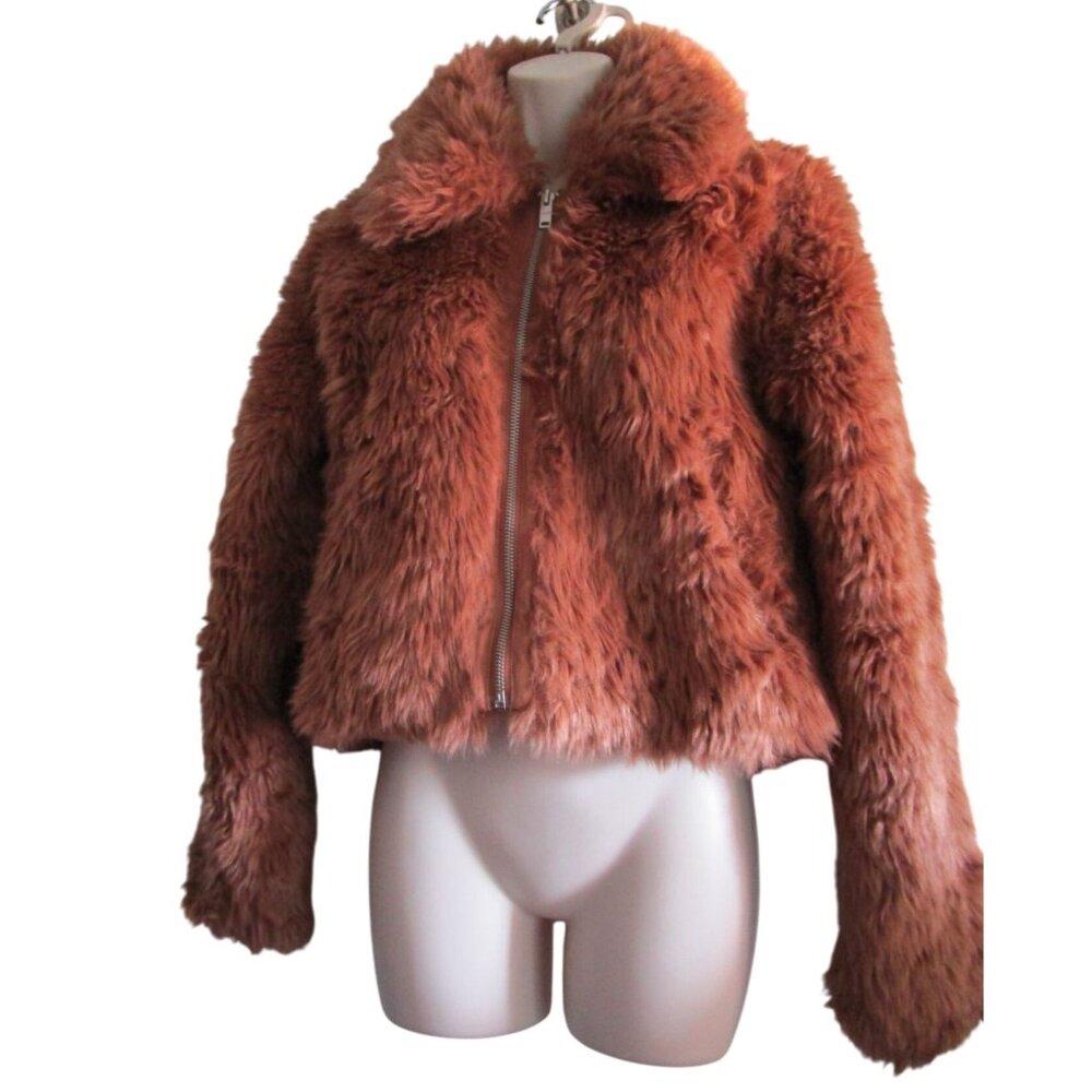 Abercrombie and Fitch XS Faux Fur Jacket In Rust Brown GUC